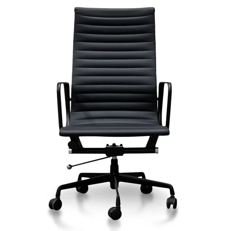 All-Black Full-Leather Executive Office Chair 1