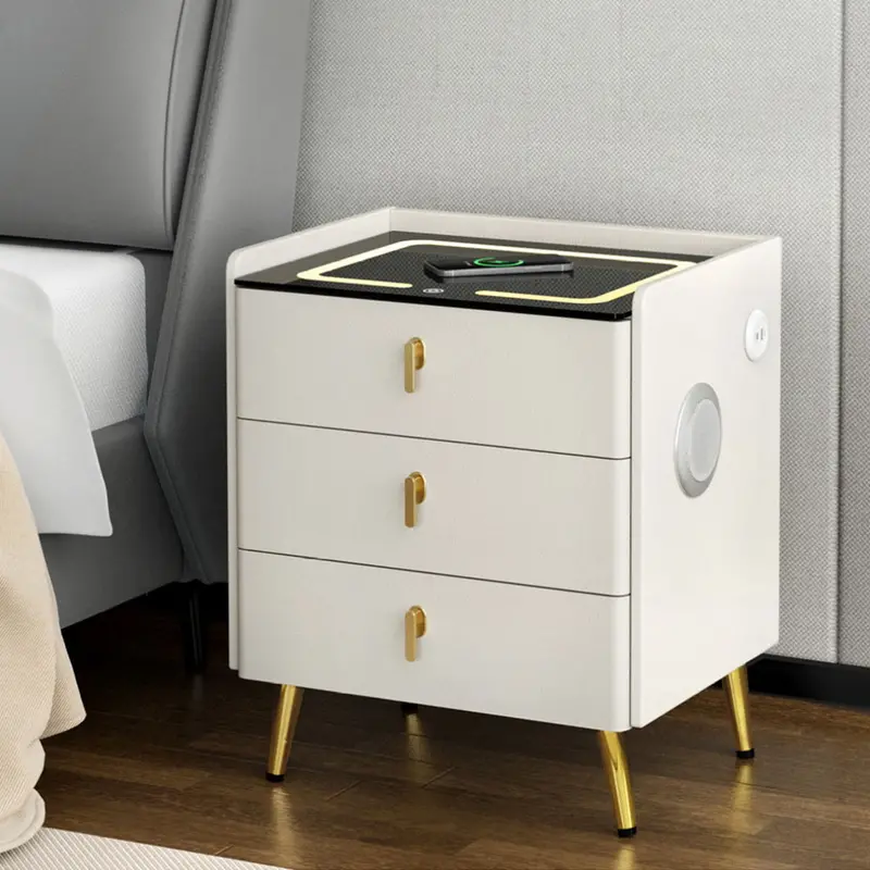 Alma White Bedside Table With Built-In Wireless Charging By Artiss 1