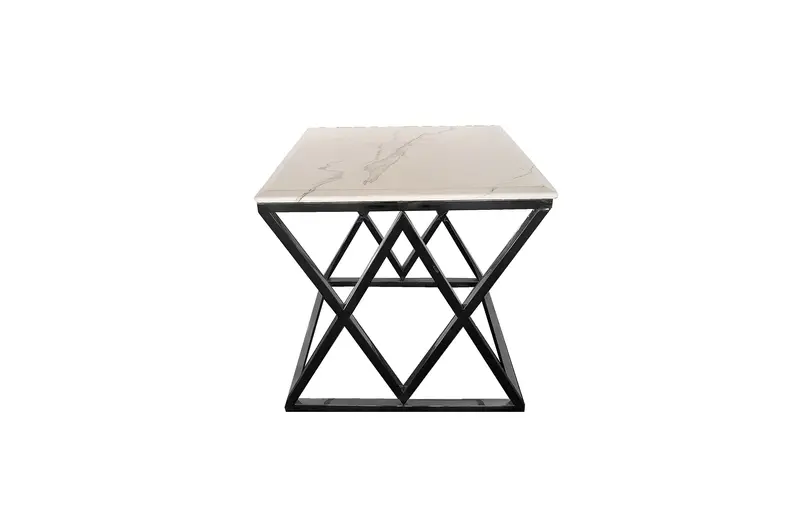 Alsea White Marble Side Table With Black Base 1