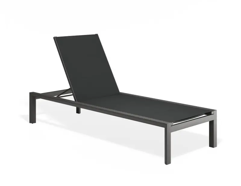 Alvor Sun Lounger In Charcoal Frame With Black Mesh Seat 1