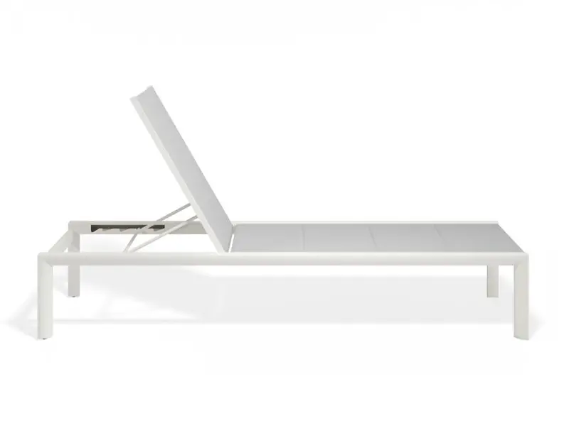 Alvor Sun Lounger In White Frame With Light Grey Mesh Seat 1