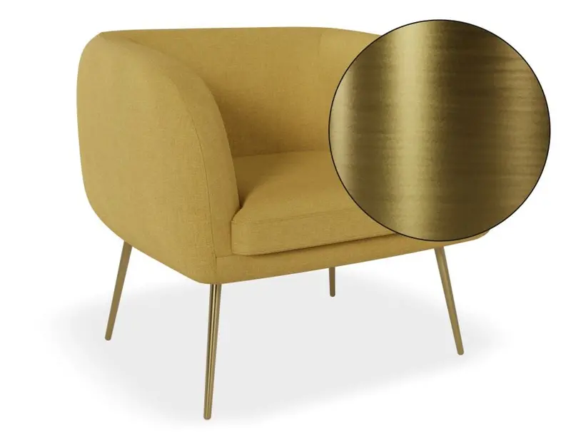 Amour Tuscan Yellow Lounge Chair With Brushed Matte Gold Legs 1