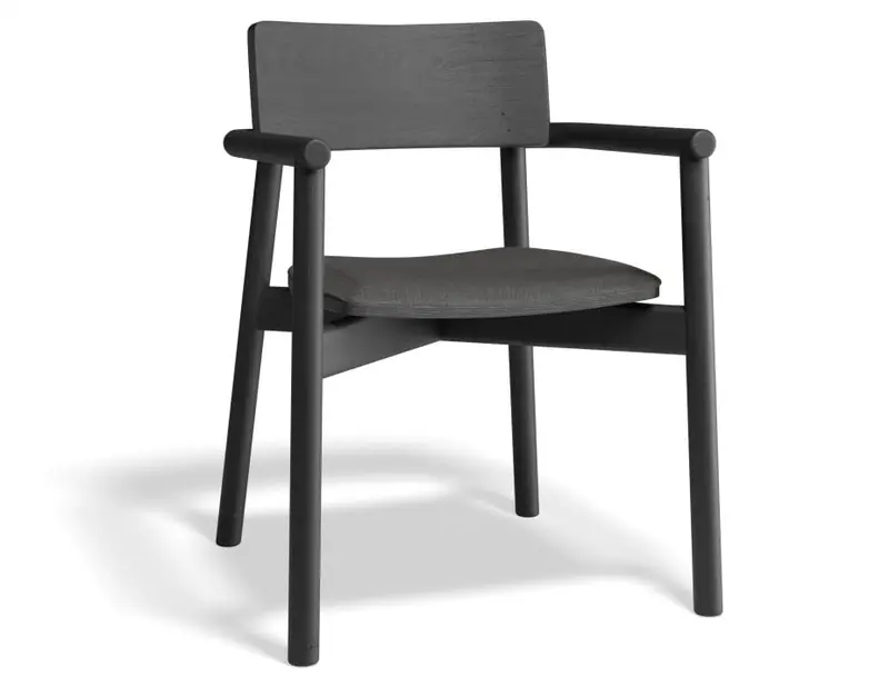 Andi Black Ash Armchair With Charcoal Fabric Cushion 1