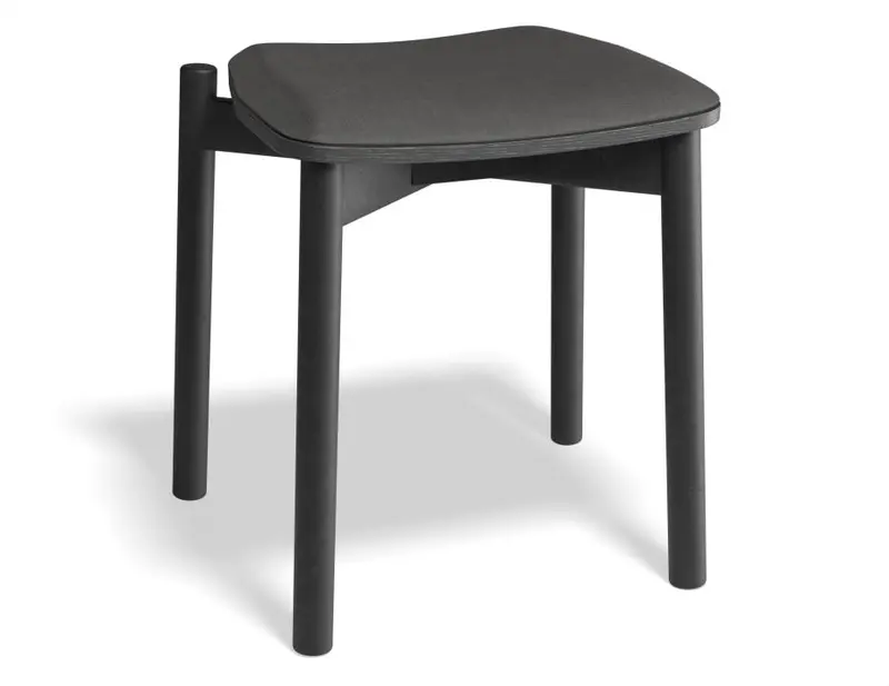 Andi Low Stool In Black Ash With Charcoal Fabric Seat Pad – 45Cm Height 1