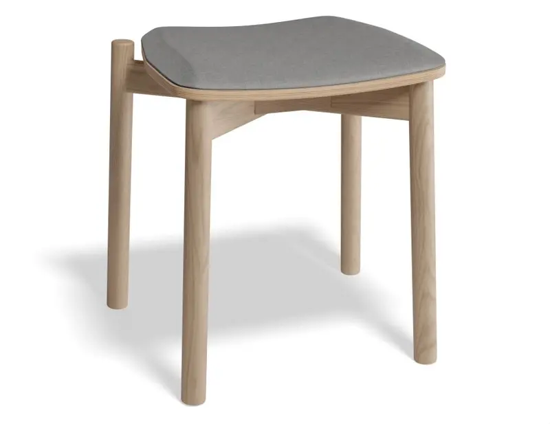 Andi Low Stool In Natural Ash With Light Grey Fabric Seat Pad – 45Cm Height 1