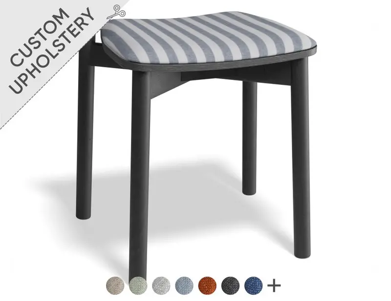 Andi Low Stool With Custom Upholstery And Black Frame 1