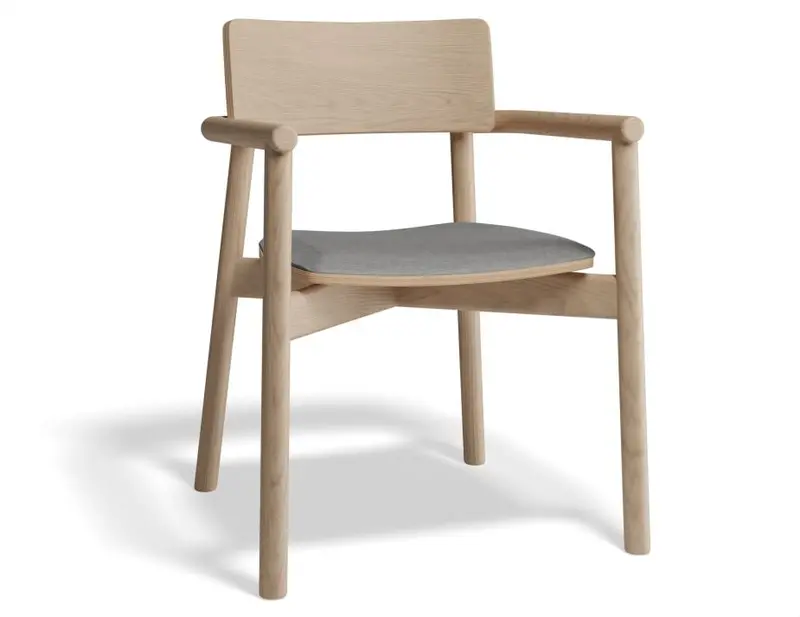 Andi Natural Armchair With Light Grey Fabric Cushion 1