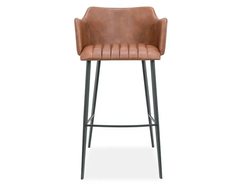 Andorra Bar Stool Featuring Tan Vintage Upholstery 1