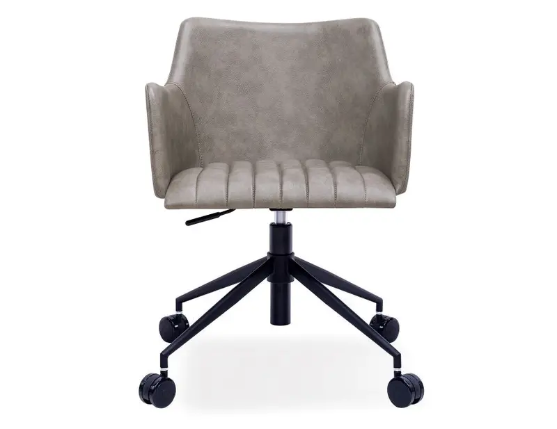 Andorra Office Armchair With Vintage Grey Upholstered Seat 1