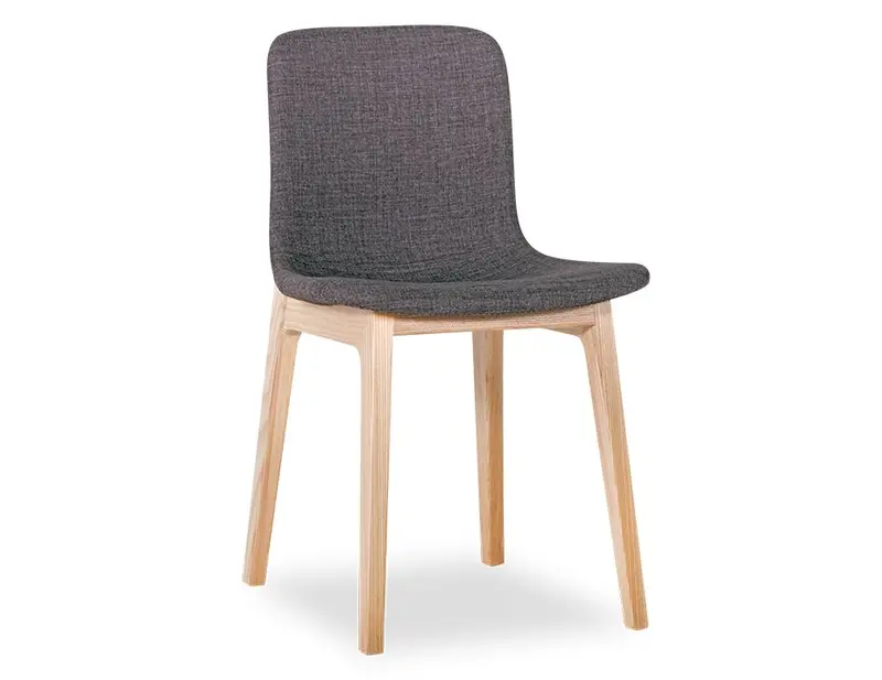 Ara Dining Chair – Natural Wood Frame With Charcoal Fabric Seat 1
