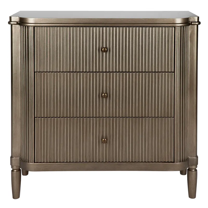 Arielle 3-Drawer Accent Chest In Antique Gold Finish 1