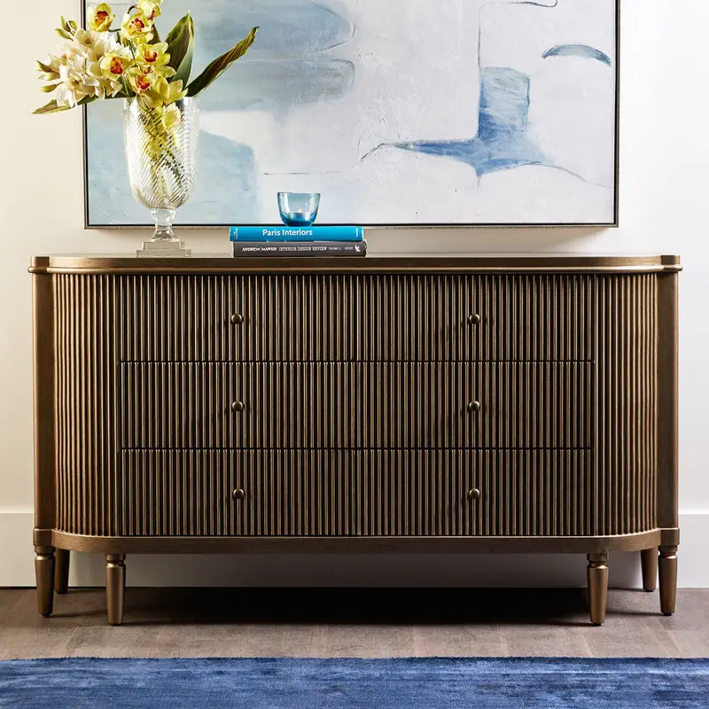 Arielle 6-Drawer Dresser – Antique Gold Metallic Finish 1