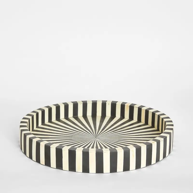 Aro Black-And-White Bone-Inlay Serving Tray 1