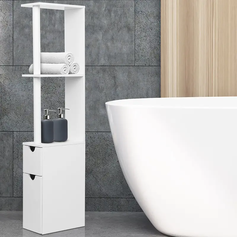 Artiss 118Cm White Bathroom Storage Cabinet With Open Shelving 1
