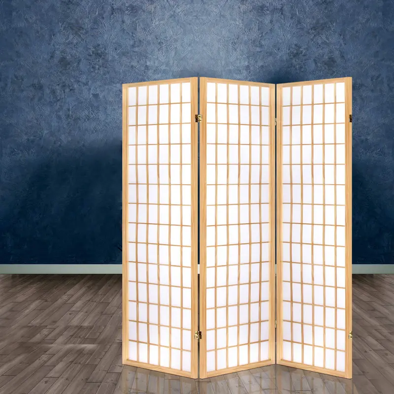 Artiss 3-Panel Natural Wood Room Divider – 131X179Cm 1