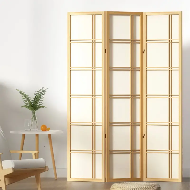 Artiss 3-Panel Nova Room Divider – 132X179Cm Natural Finish 1
