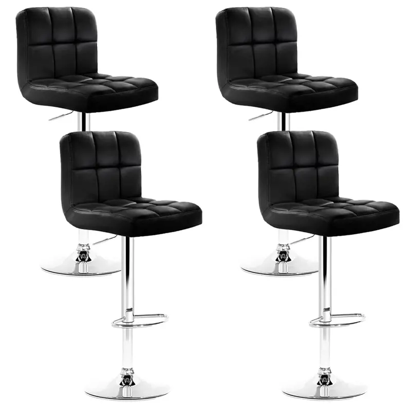 Artiss 4-Pack All-Black Pu Leather Bar Stools With Gas Lift 1