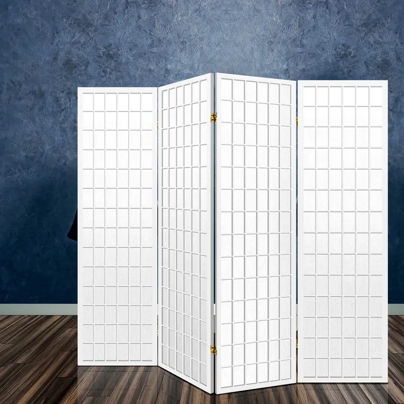Artiss 4-Panel Freestanding Room Divider – White, 174X179Cm 1