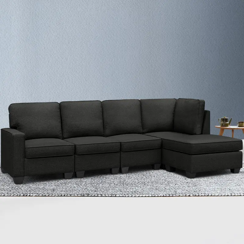 Artiss 5-Piece Dark Grey Sofa Lounge Set – Modular Living Room Collection 1