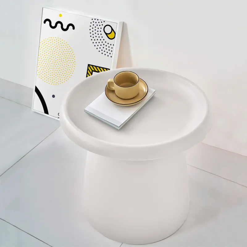 Artiss 52Cm Round White Plastic Coffee Table – Space-Saving Side Table 1