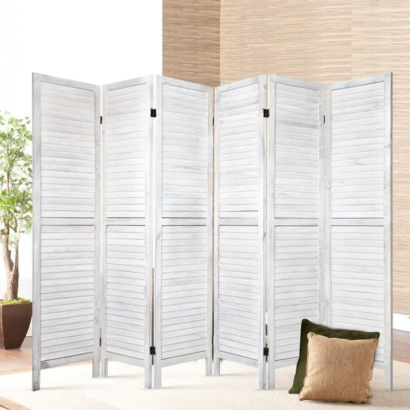 Artiss 6-Panel Louvered Room Divider – White, 245X170Cm 1