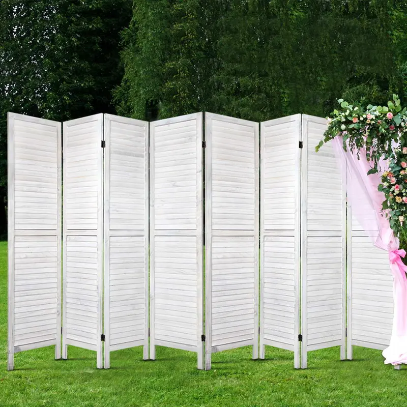 Artiss 8-Panel Louvered Room Divider – White, 326X170Cm 1