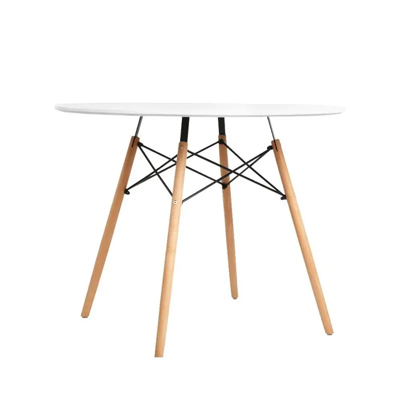 Artiss 90Cm Round Dining Table – 4-Seater Timber-Style Cafe Table (White) 1