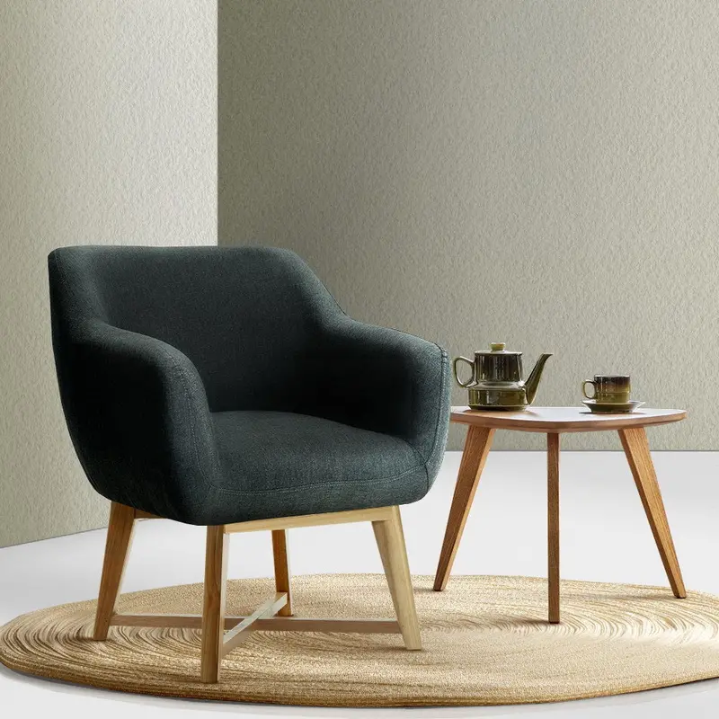 Artiss Aston Tub-Style Accent Chair In Charcoal Fabric 1
