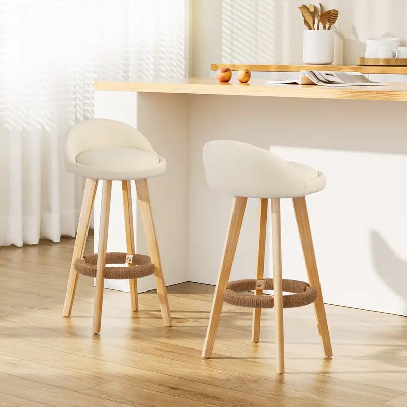 Artiss Beige Pu Leather Bar Stools (Set Of 2) 1