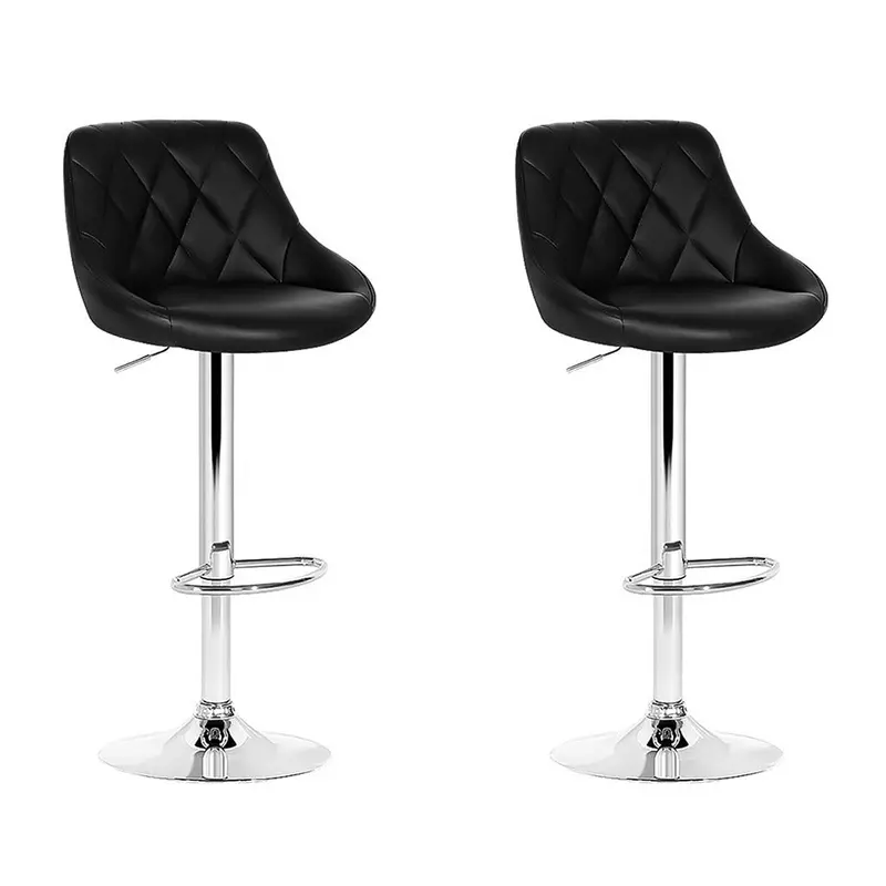 Artiss Black Leather Bar Stools With Gas Lift – 2-Pack 1