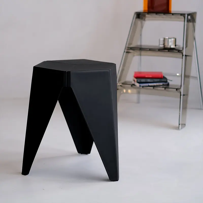 Artiss Black Puzzle-Design Plastic Footstools (Set Of 2) 1