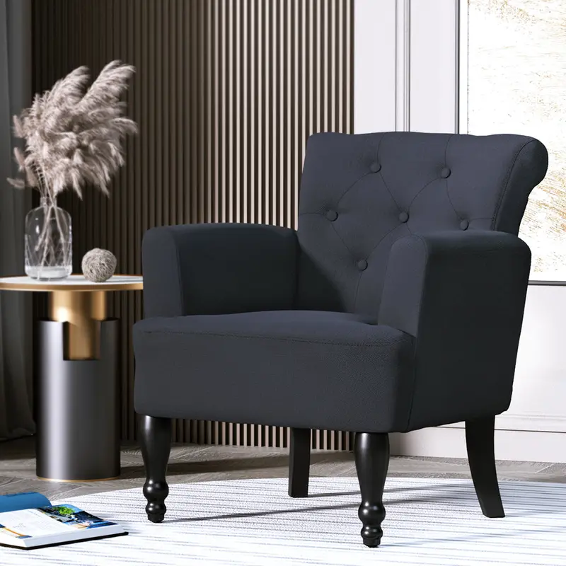 Artiss Black Retro French Lorraine Wingback Chair 1
