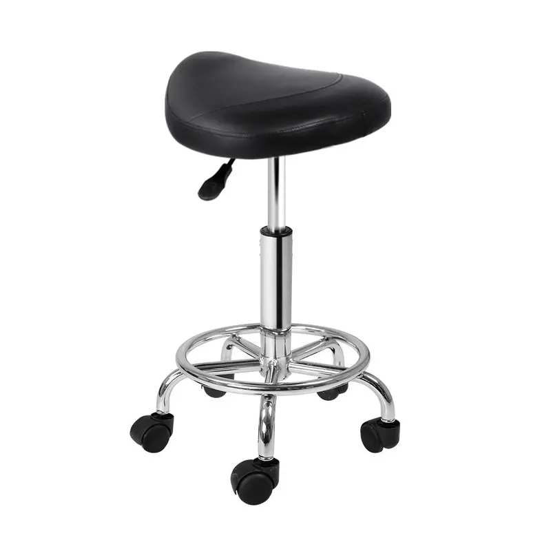 Artiss Black Saddle Swivel Salon Chair 1