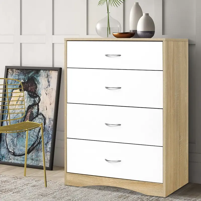 Artiss Burl 4-Drawer Wooden Chest Of Drawers – Compact Storage Solution 1