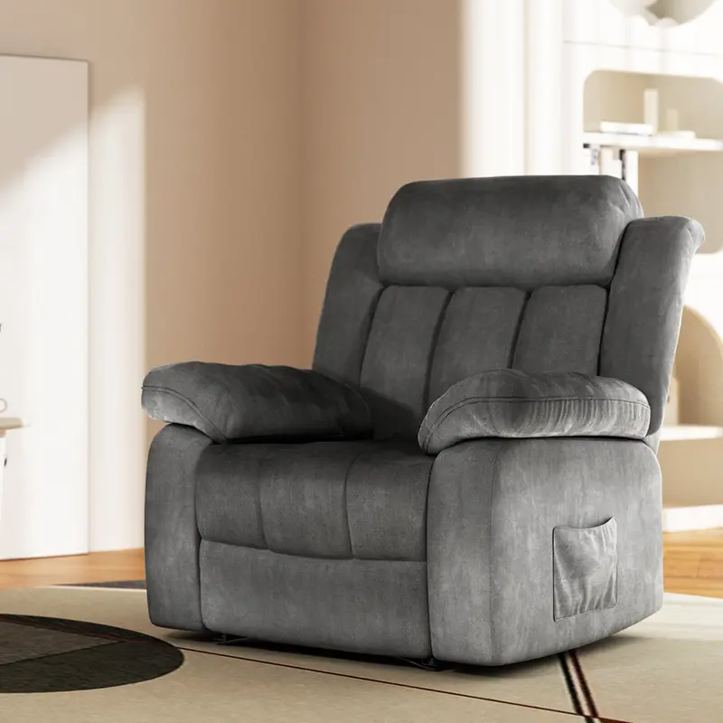 Artiss Electric Recliner With Massage, Heat, And Grey Velvet Upholstery 1