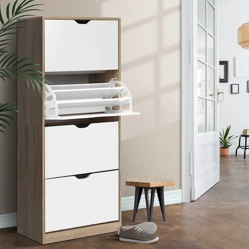 Artiss Elen 4-Tier White Shoe Cabinet – High-Capacity 60-Pair Unit 1