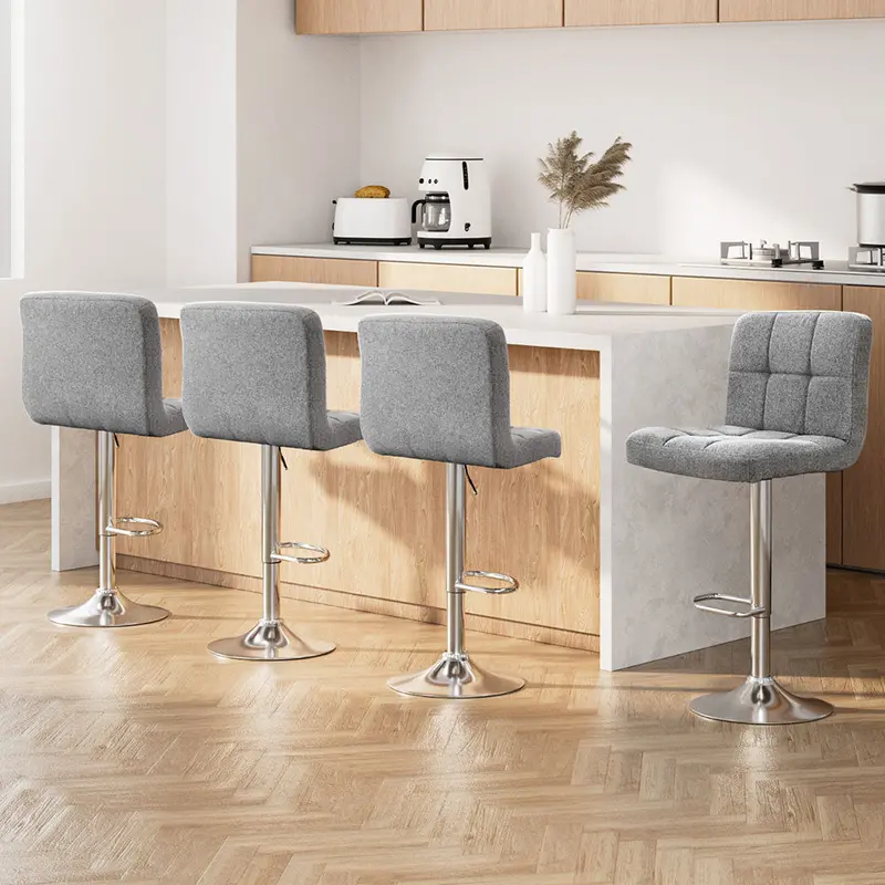 Artiss Grey Fabric Bar Stools With Gas Lift (Set Of 4) 1