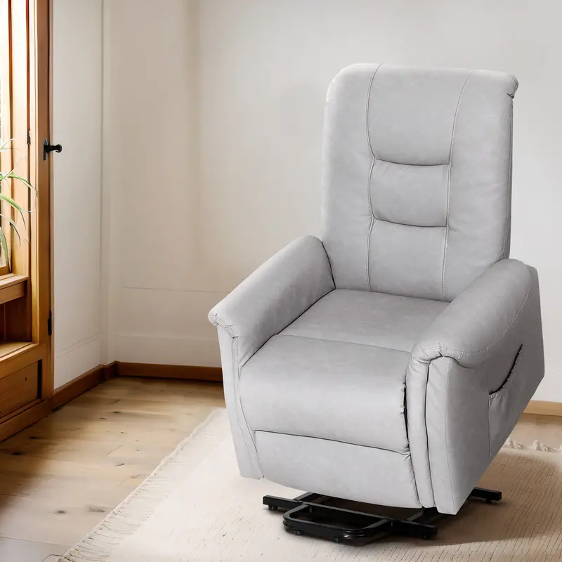 Artiss Grey Leather Lift-Assist Recliner Chair With Power Support 1