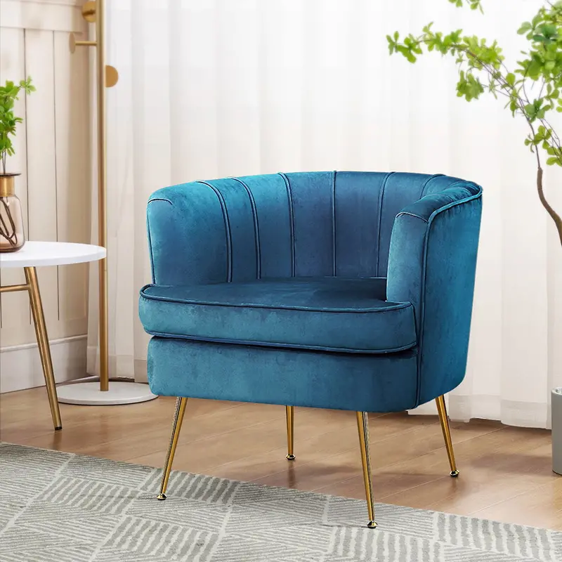 Artiss Norvia Velvet Blue Accent Armchair 1