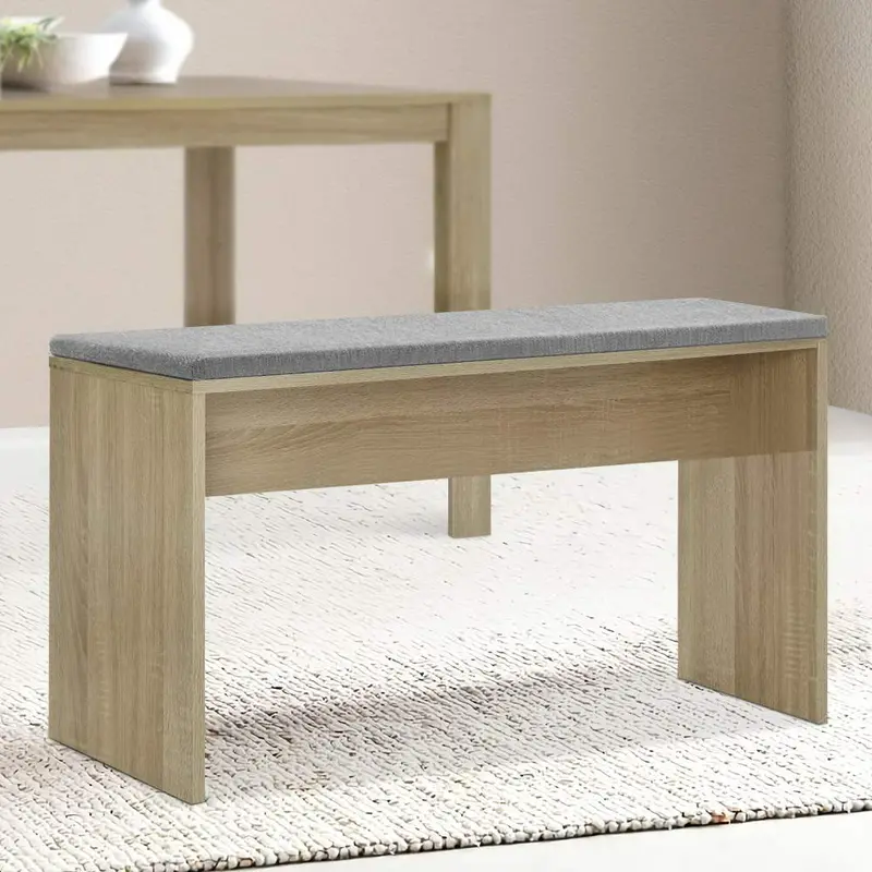 Artiss Oak-Finished 90Cm Upholstered Dining Bench 1