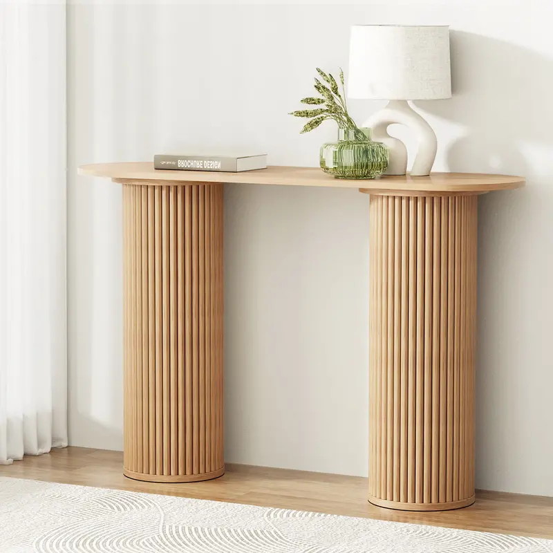 Artiss Oval Pine Console Table – 115Cm Blake Design 1