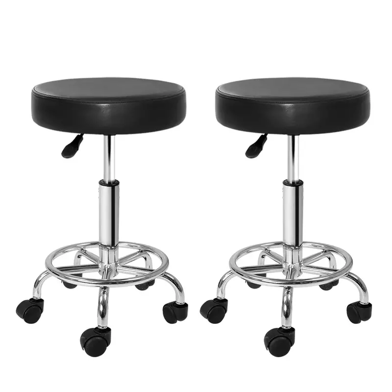 Artiss Pair Of Round Swivel Salon Stools – Black 1