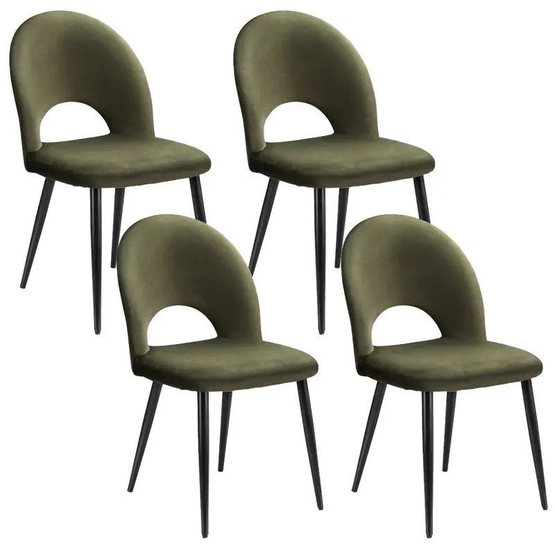Artiss Set Of Four Green Velvet Dining Chairs – Hollow-Back Design 1