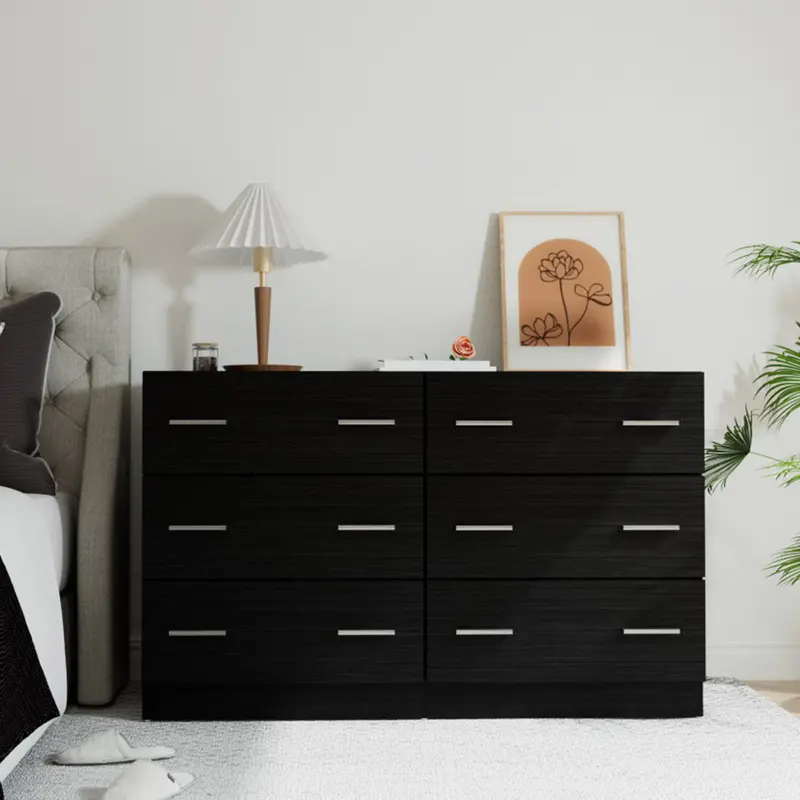 Artiss Veda 6-Drawer Chest – Sleek Black Modern Storage Cabinet 1