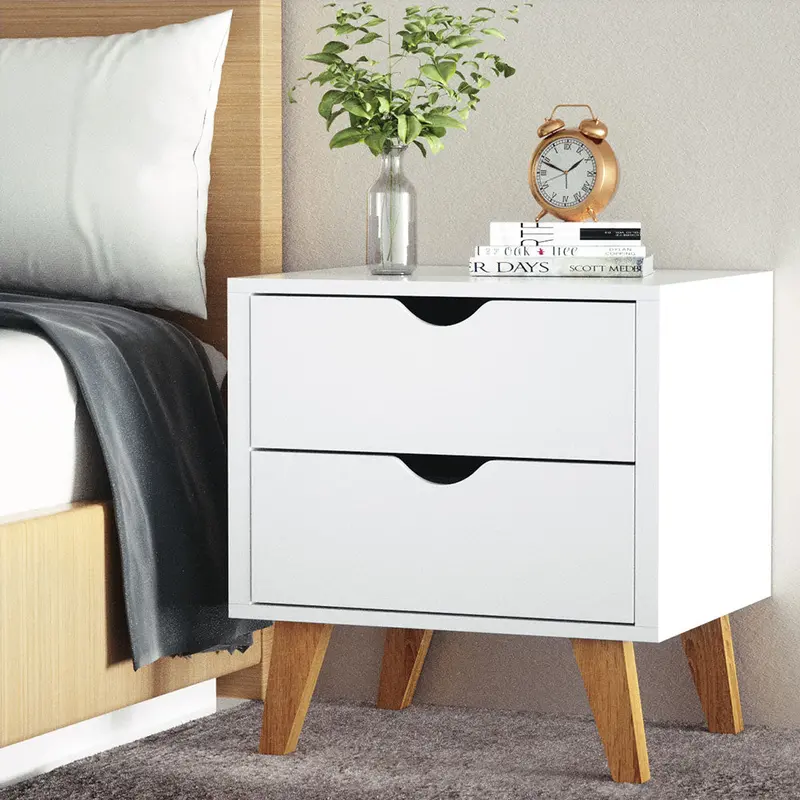 Artiss White 2-Drawer Wooden Bedside Tables – Set Of 2 1