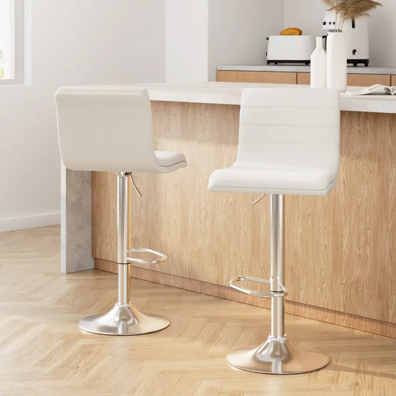 Artiss White Arne Swivel Bar Stools – 2-Pack With Gas Lift Mechanism 1