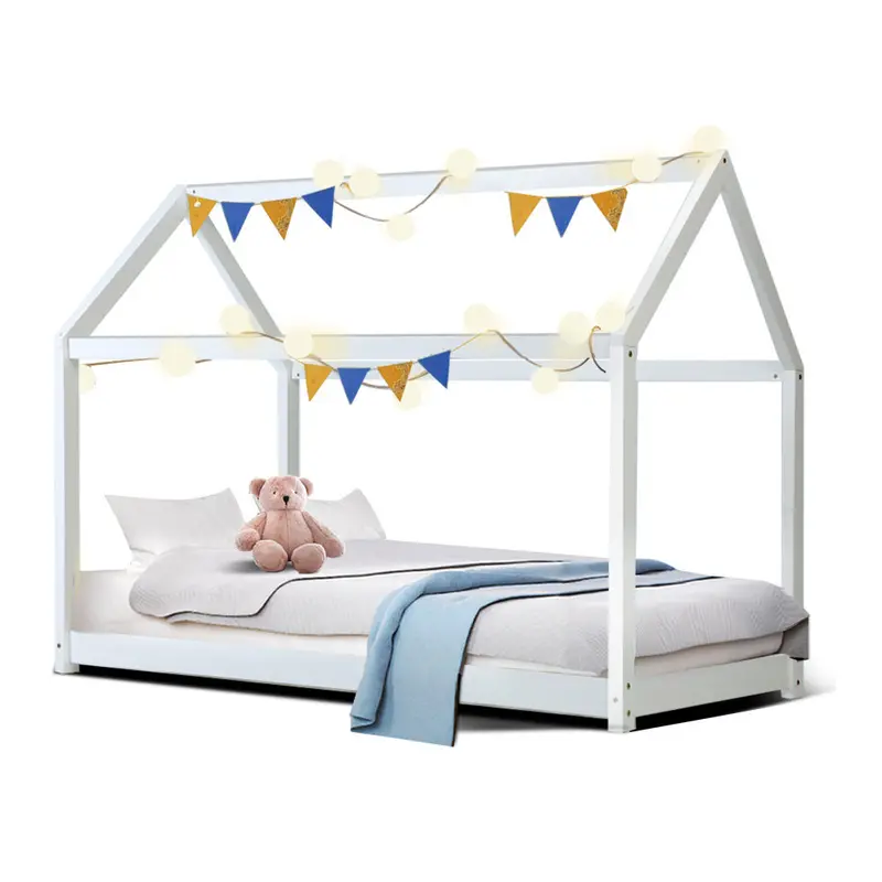 Artiss White Kids’ Bed Frame – Playful Wooden House Design For Children (Casa Model) 1