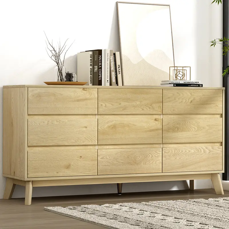Artiss Xavi Tall Chest Of Drawers – Pine-Finish 9-Drawer Storage Cabinet 1