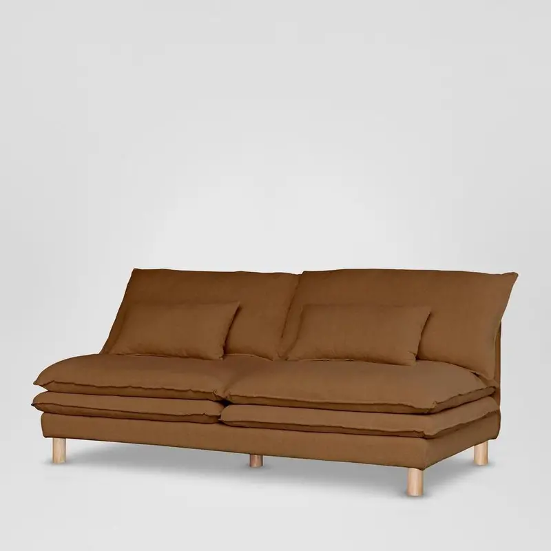 Aura Two-Seater Sofa Slipcover – Armless Design, Brown Sugar Hue 1