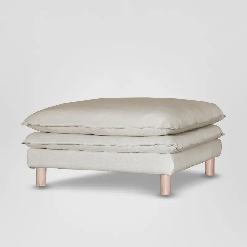 Aura Upholstered Ottoman With Removable Natural Cover 1